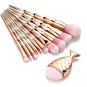 Urban SS Pink Diamond Cut Handle Makeup Brush Set with Big Fish Tail ...