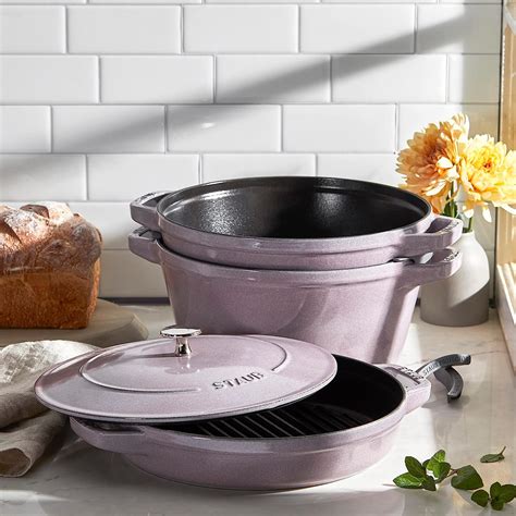 Amazon.com: STAUB Cast Iron Set 4-pc, Stackable Space-Saving Cookware ...