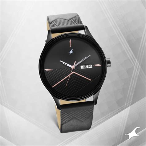 Buy Online Fastrack Style Up Black Dial Leather Strap Watch for Guys ...