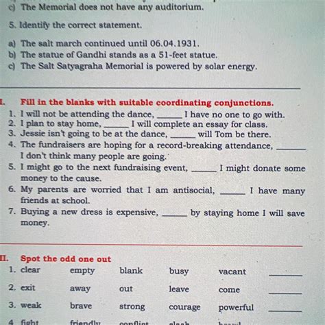 II. Fill in the blanks with suitable coordinating conjunctions. 1. I ...