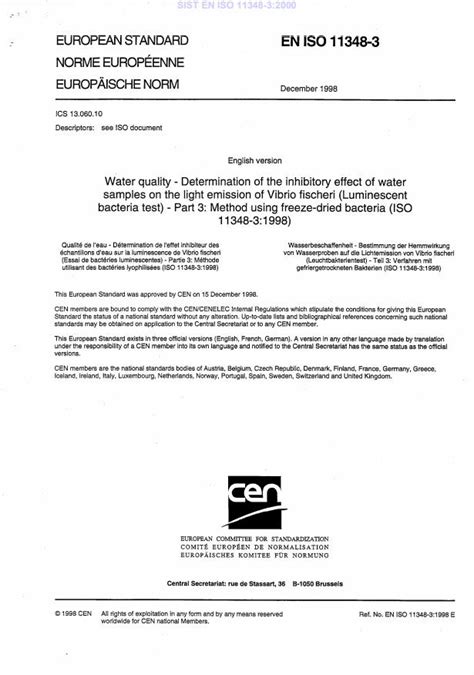 EN ISO 11348-3:1998 - Water quality - Determination of the inhibitory ...