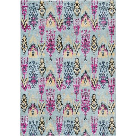 Surya Tessera 5 x 8 Aqua Ikat Bohemian/Eclectic Area Rug in the Rugs ...