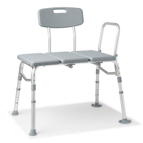 Medline Durable Non-Slip Bath Transfer Bench with Back & Armrest ...