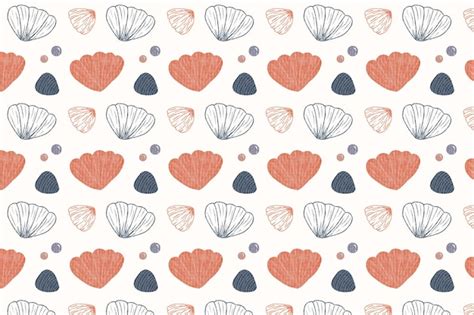 A cute hand drawn sea shells seamless pattern | Premium Vector