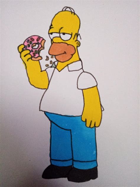 How To Draw Homer Simpson With A Donut