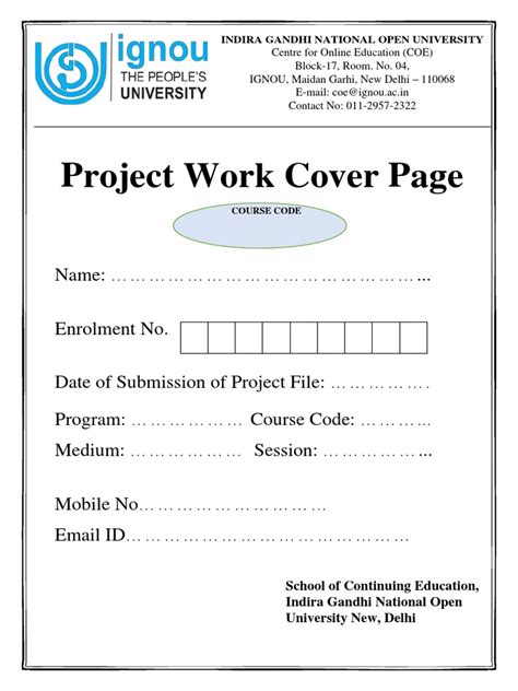 Image result for IGNOU Project Report Cover Page