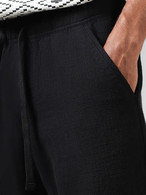 Buy ETA Self Black Cotton Relaxed-Fit Low-Rise Chinos from Westside