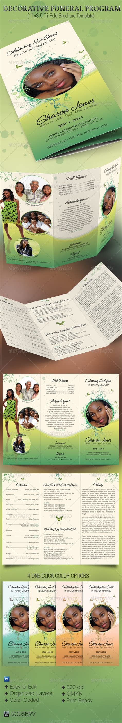 Decorative Tri-Fold Funeral Program Template on Behance