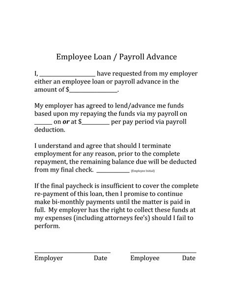 Employee Loan Agreement Template Word
