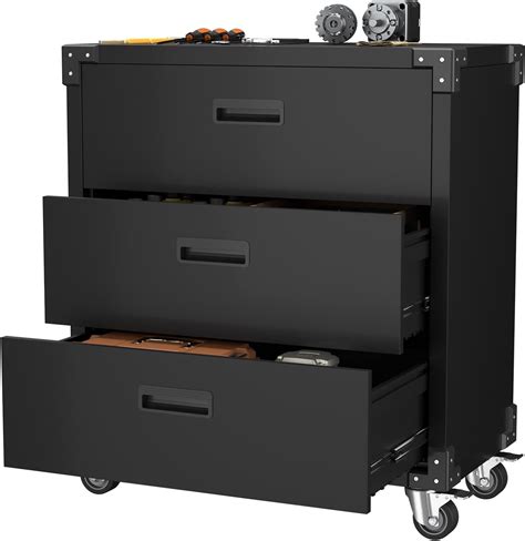 Amazon.com: Aobabo 3 Drawer Metal Storage Cabinet with Wheels, Black ...