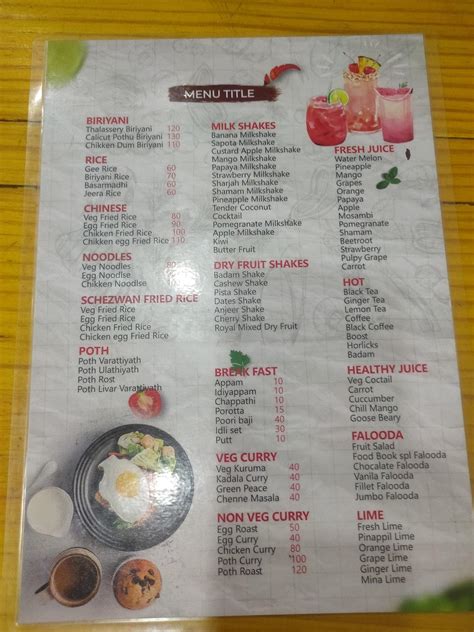 Menu at Calicut FoodBook, Bengaluru