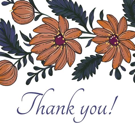 Piękna karta z podziękowaniami z kompozycją ręcznie rysowanej karty ...