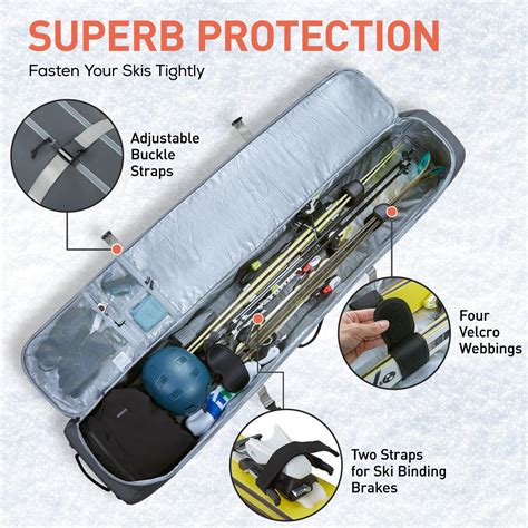 TOURIT Rolling Ski Bag and Ski Boot Bag Combo - Fully Padded Ski Bag ...