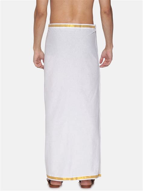 Men White Colour Cotton Readymade Pocket Dhoti – SETHUKRISHNA