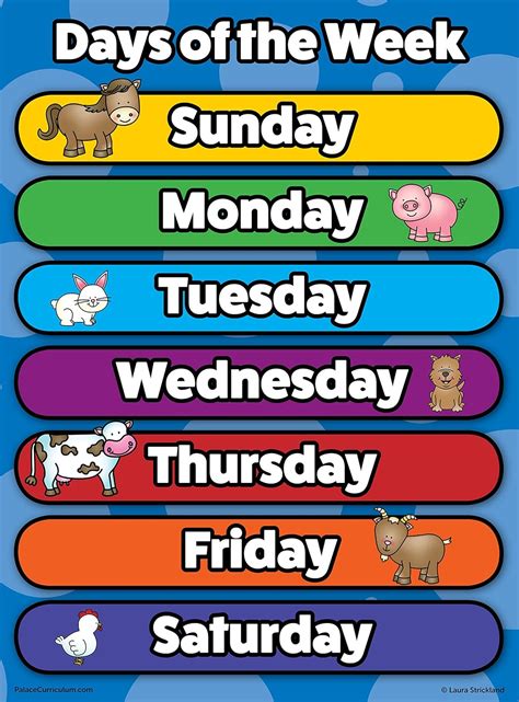 Palace Curriculum Days of The Week Poster Chart - Laminated Double ...