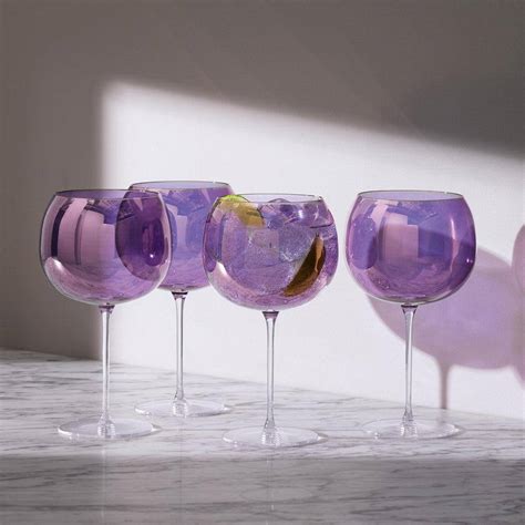LSA International Aurora Balloon Glasses 680ml, Set of 4 - Polar Violet ...