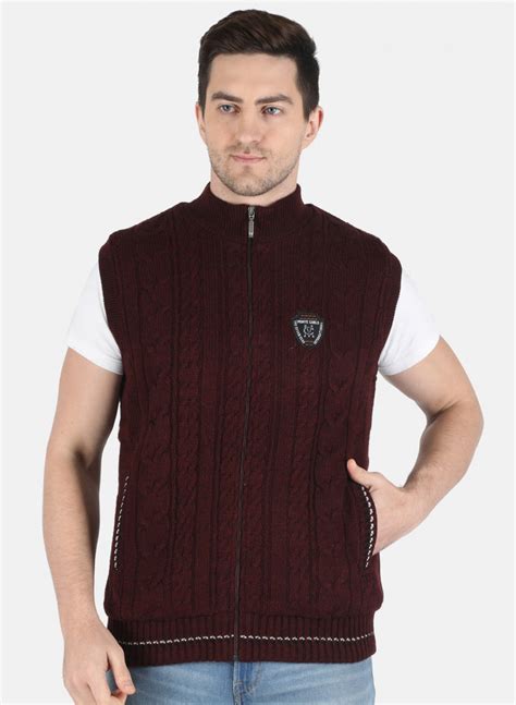 Buy Men Maroon Self Design Jacket Online in India - Monte Carlo