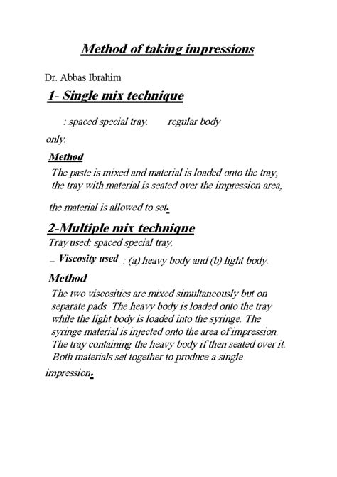 10612 - Jiiop - Method of taking impressions Dr. Abbas Ibrahim 1 ...