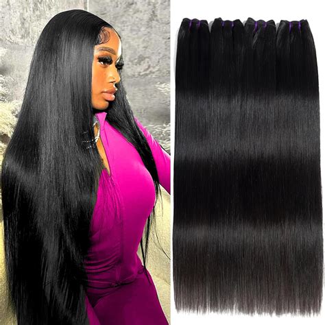 Amazon.com : Beauty Queen 16A 4 Bundles Human Hair Straight (18 20 22 ...