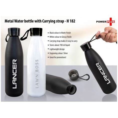 Metal water bottle with carrying strap (700 ml approx) H182 in bulk for ...