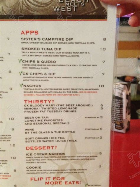 Menu at Cowgirl Kitchen restaurant, Rosemary Beach