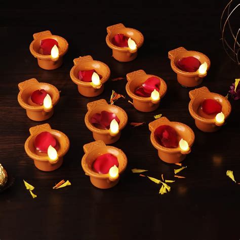 Buy GoldPaddy Water Sensor Electric LED Diyas Set of 12 Plastic ...