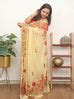Cream Embroidered Kashmiri Aari Work Georgette Saree - Luxurionworld
