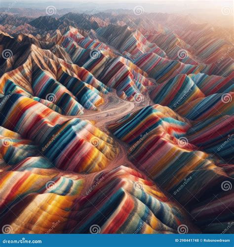 Danxia Landform, Anime Drawing Style, Line Art. Royalty-Free Stock ...