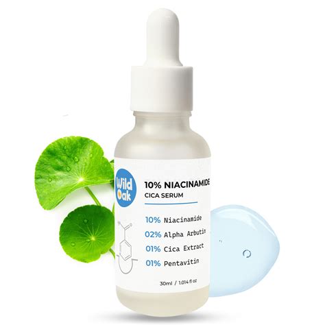 WildOak 10% Niacinamide Alpha Arbutin Cica Face Serum | Reduces Sebum ...
