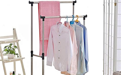 MURTISIDDH Stainless Steel Double-Pole Clothes Hanger/Rack Clothes ...