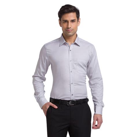 Raymond Grey Structure Contemporary Fit Full Sleeve Cotton Shirt ...