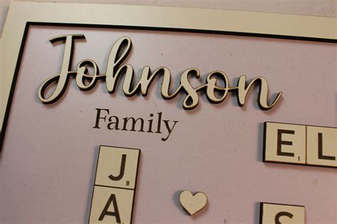 Family Names Crossword Puzzle Wood Sign Scrabble Tile Farmhouse Sign Scrabble Family Names Last ...