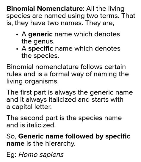 which level of hierarchyare considered whileof binomial nomenclature ...