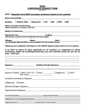 Fillable Online nccs-secondary nccscougar NCCS CONFERENCE REQUEST FORM ...