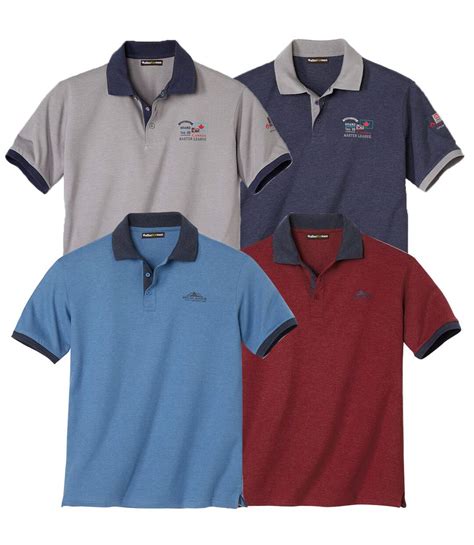Pack of 4 Men's Contrast Polo Shirts | Atlas For Men