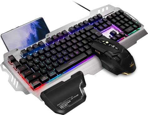 Buy FENIFOX Gaming Keyboard and Mouse, Wired Backlit Rainbow Ergonomic ...