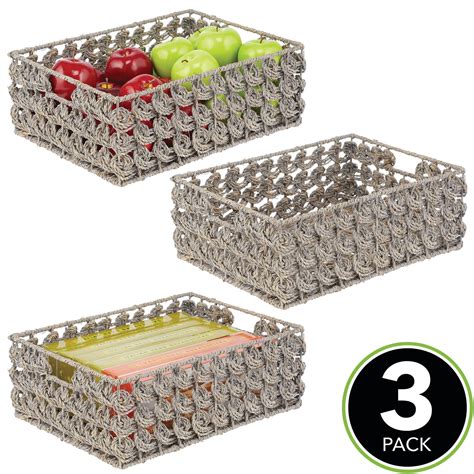 Buy mDesign Woven Seagrass Kitchen Cabinet Pantry Storage Organizer ...