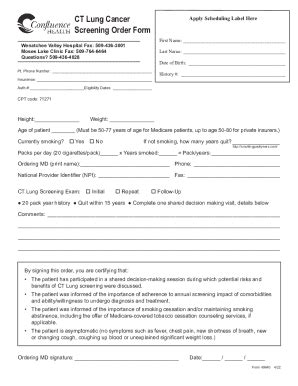 Fillable Online CT LUNG CANCER SCREENING FORM Fax Email Print - pdfFiller