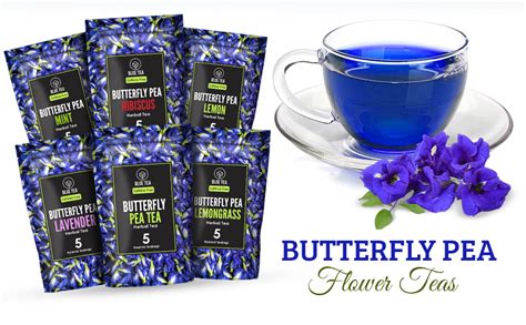 BLUE TEA - Butterfly Pea Assortment Herbal Sampler Tea Pack (6 Flavors ...