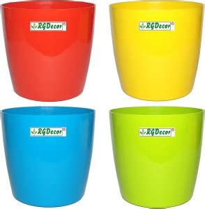 RGDECOR 4 Emarald Plastic Planters | 6 Inches | Flower Pot | Plastic ...