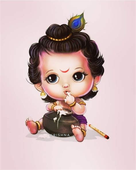 Little Krishna Anime Self Adhesive Sticker For Refrigerator ...