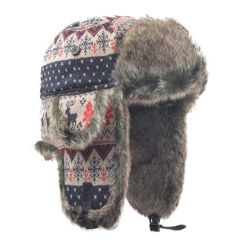 Russian Trapper Soviet Ushanka Bomber Hat - Leather Earflap Fur Lined ...