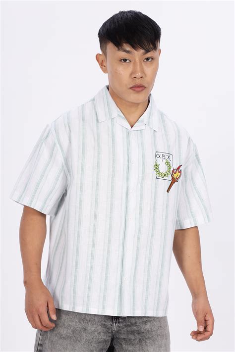 Greek Inspiration: Green Stripes Boxy Fit Cuban Shirt – Eszett