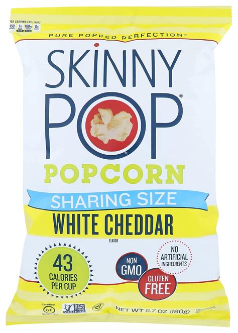 Amazon.com: Skinny Pop White Cheddar Sharing Size Popcorn, Gluten Free ...