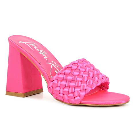 London Rag | Pink Braided Satin Block Sandals – London Rag India
