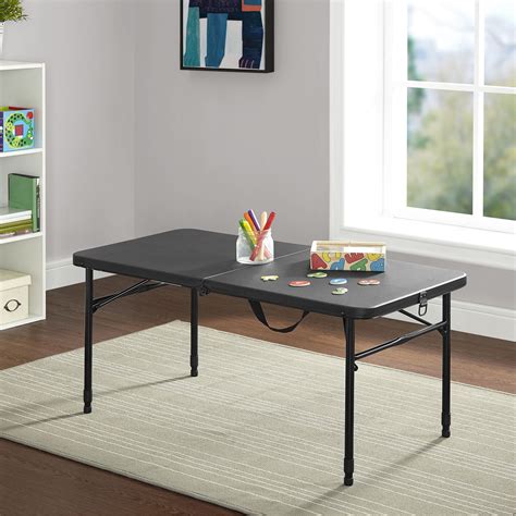 Mainstays 40" Plastic Adjustable Height Fold-in-Half Folding Table ...