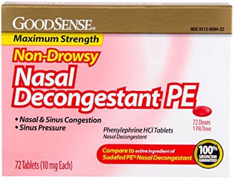 Buy Good Sense Nasal Decongestant Phenylephrine HCl 10 mg Tablets 72 ea Online in India. 837078756