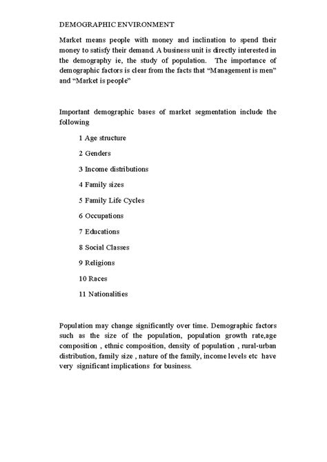 Demographic Environment - DEMOGRAPHIC ENVIRONMENT Market means people ...