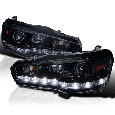 Buy SPEC-D TUNING SMD LED Glossy Black Housing Projector Headlights Smoke Lens Compatible with ...