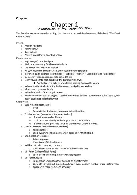 Einfach erklärt: Dead Poets Society Summary: Chapters 1-6 & Character ...